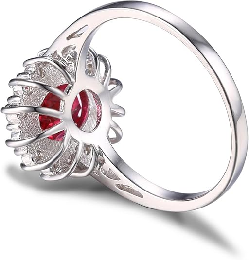 Klassisk Rubin Halo Ring | Hvidguld