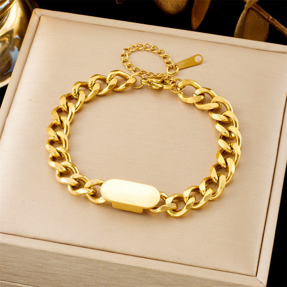Cuban Chain Tag Armbånd | Guld