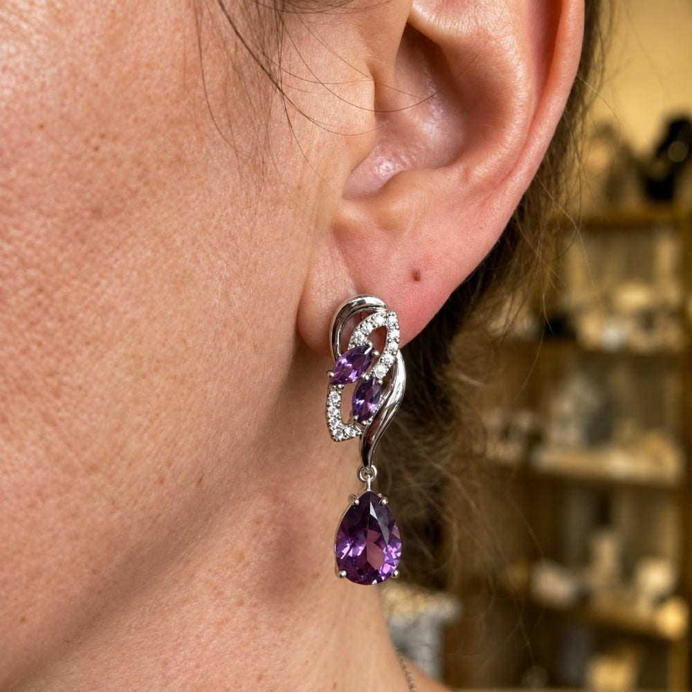 Amethyst Glimmer Dråbeøreringe