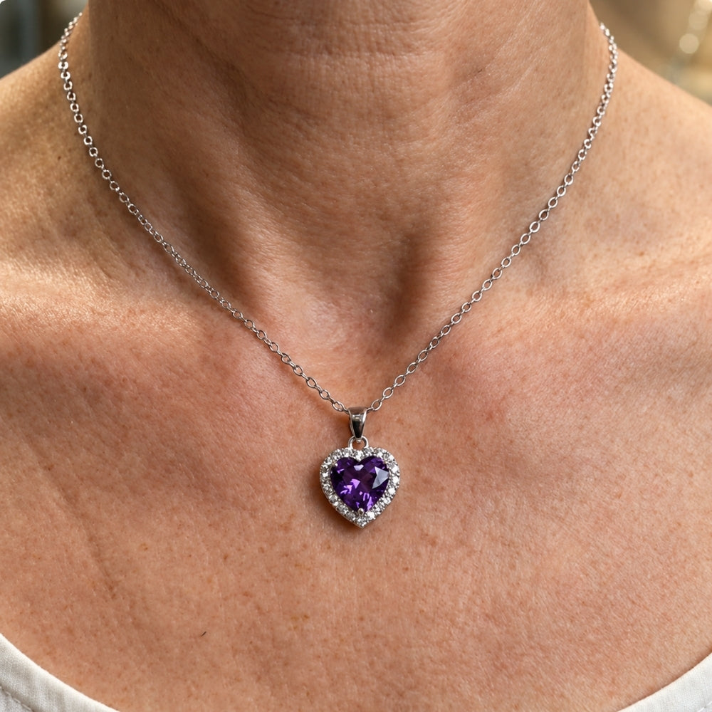 Amethyst Hjerte Stråle Halskæde