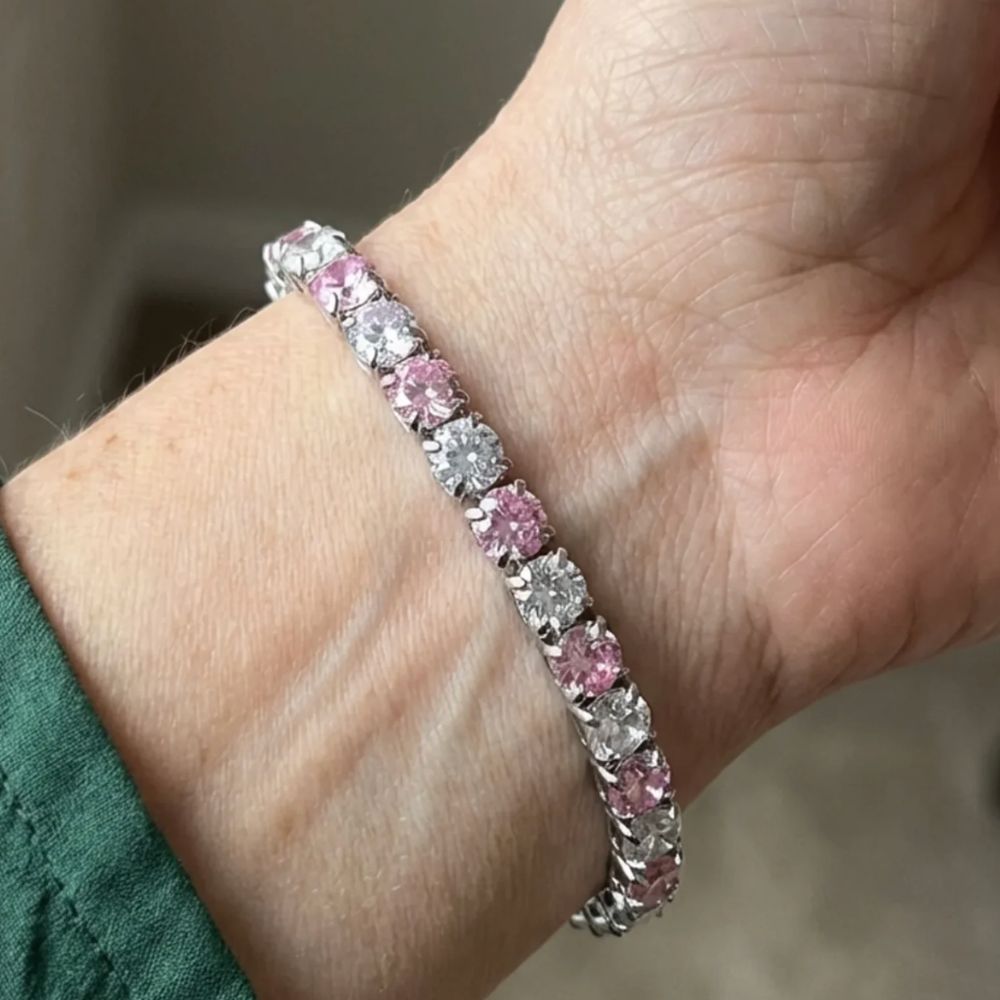 Pink Safir Duo Tennis Armbånd