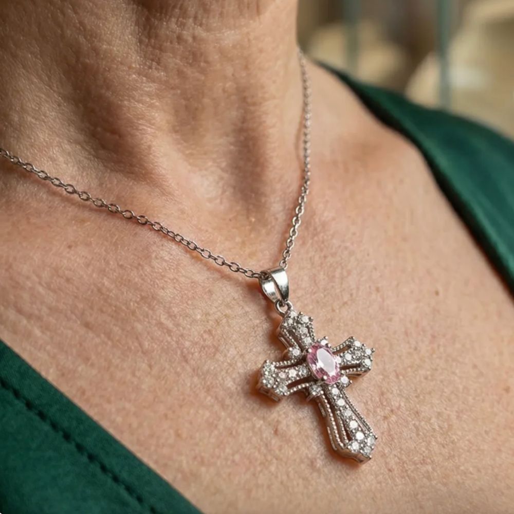 Himmelsk Pink Kors Halskæde