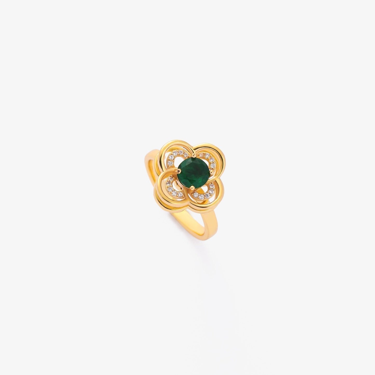 Clover Halo Emerald Spinning Ring | Guld