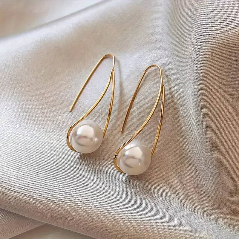 Elegant Perle Dangle Øreringe | Guld