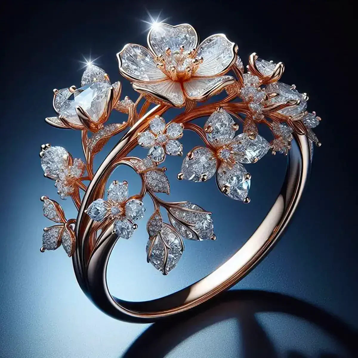 Lys Strålende Blomsterring | Rosaguld
