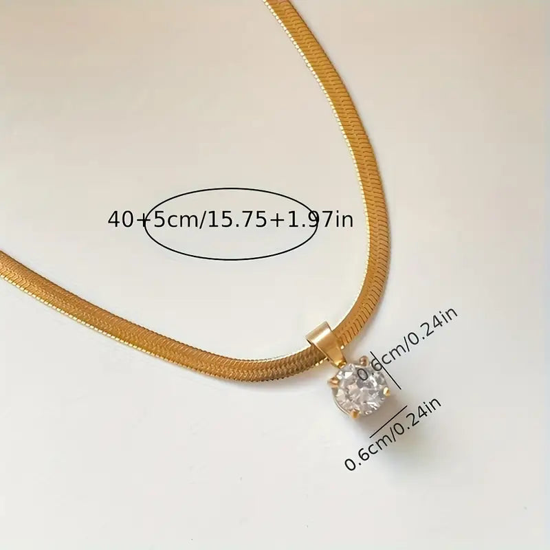 Elegant Rhinestone Pendant Necklace | Guld