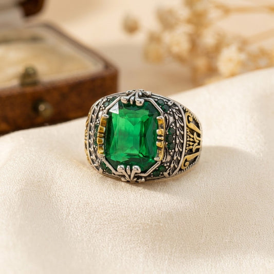 Vintage Smaragd Ring i Sølv