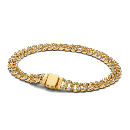 Cuban Pavé Armbånd | Guld