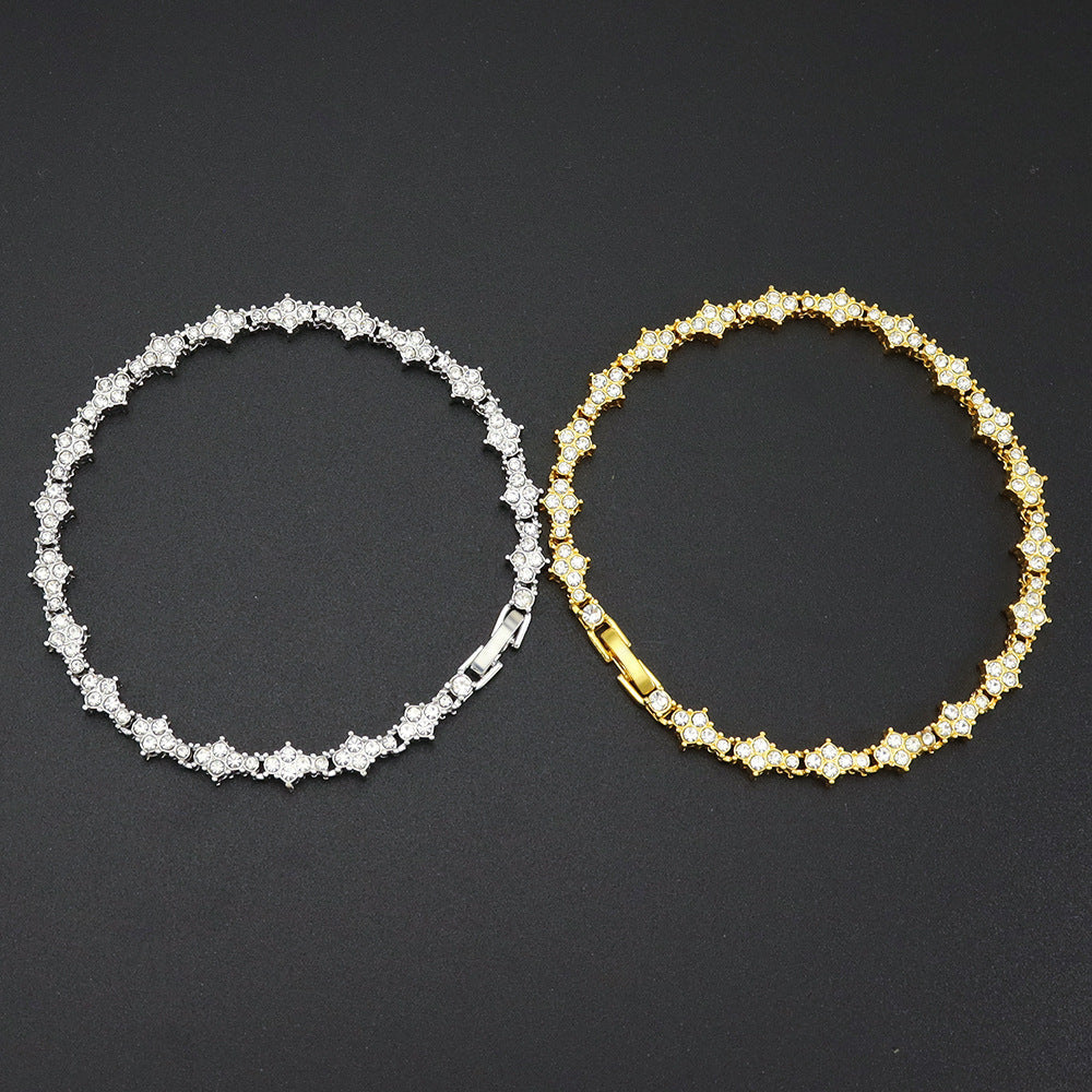 Klassisk Cluster Tennis Armbånd | Hvidguld