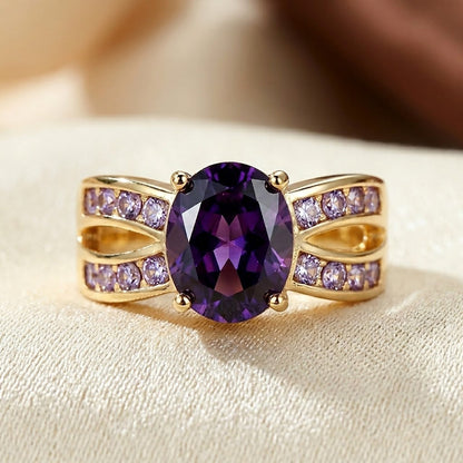 Amethyst Delingsring i Guld