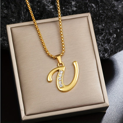 Krystal Accent Initial Halskæde | Guld