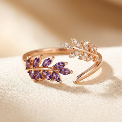 Amethystblad Ring i Guld