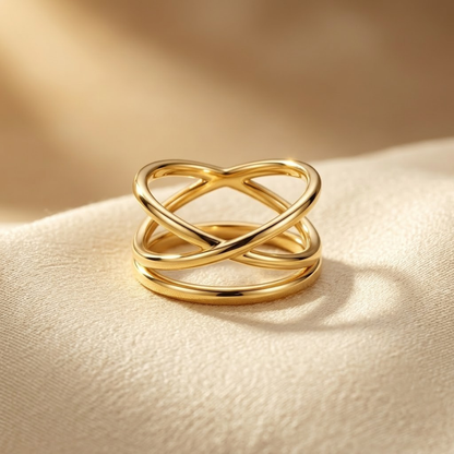 Minimalistisk Indviklet Ring i Guld