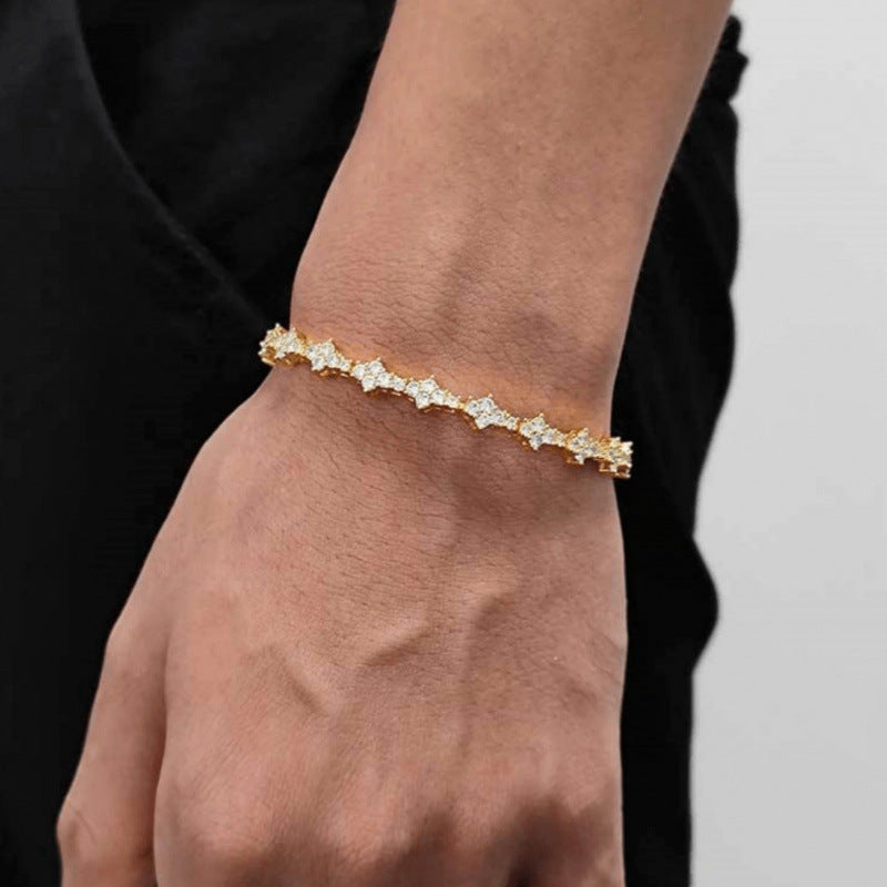 Klassisk Cluster Tennis Armbånd | Hvidguld