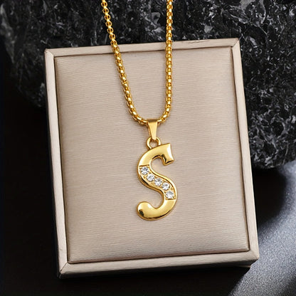 Krystal Accent Initial Halskæde | Guld