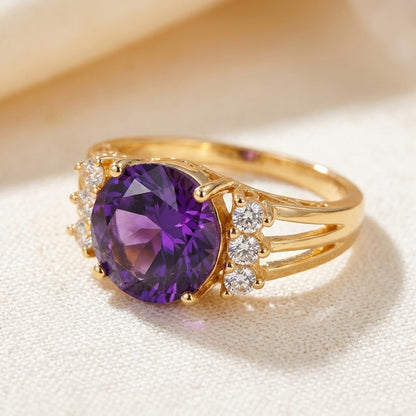 Amethyst Split Ring i Guld