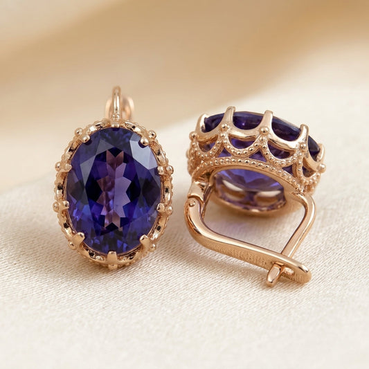 Øreringe med Amethyst i Guld