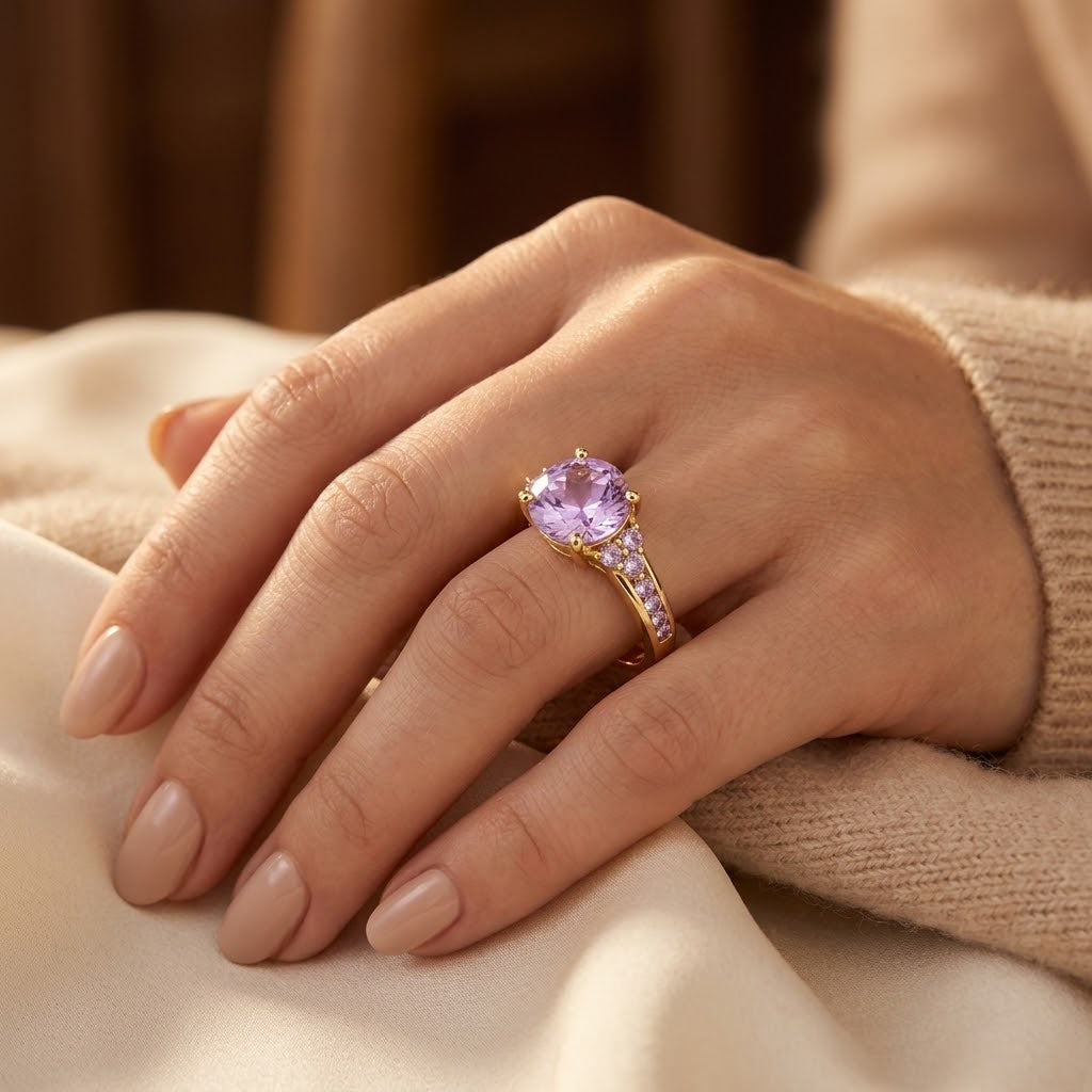 Amethyst Cluster Ring i Guld