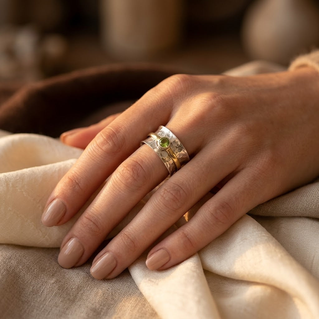 Rustik Ring i Sølv og Guld