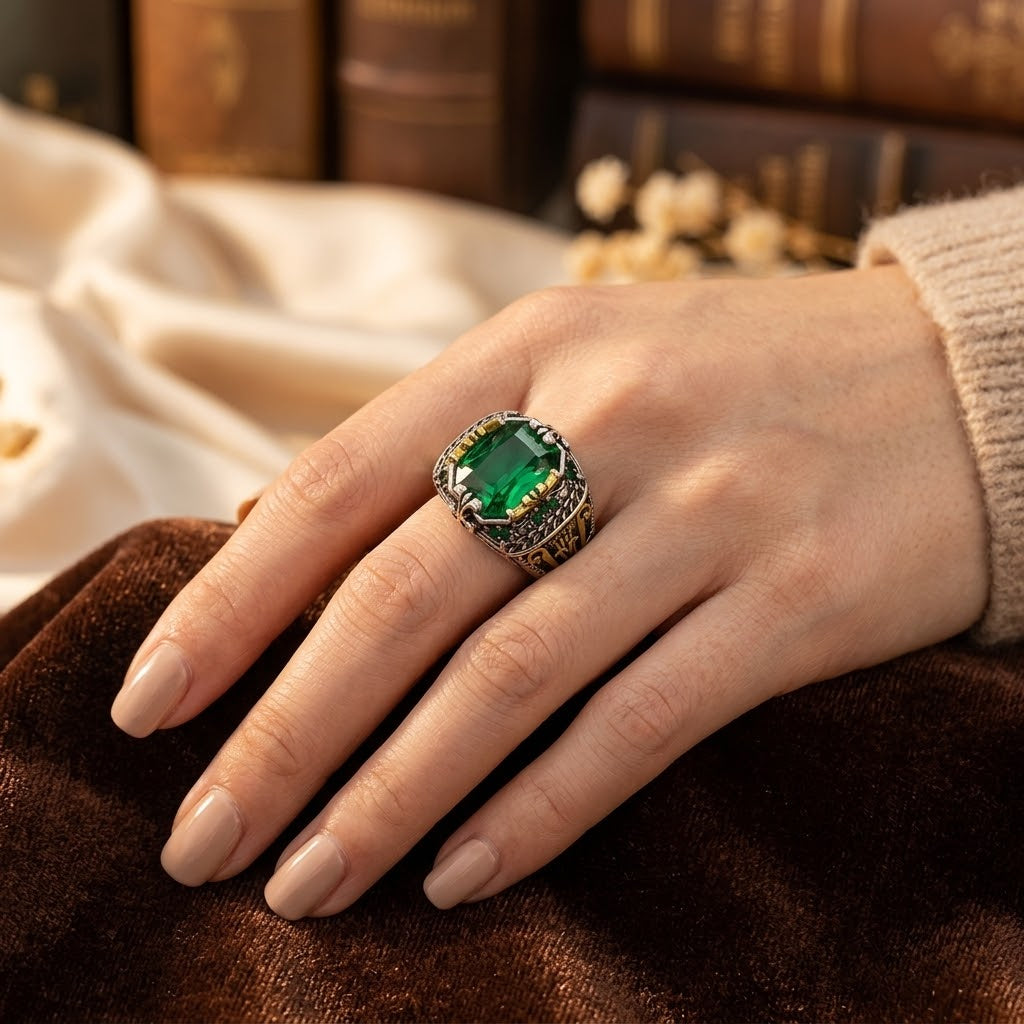 Vintage Smaragd Ring i Sølv