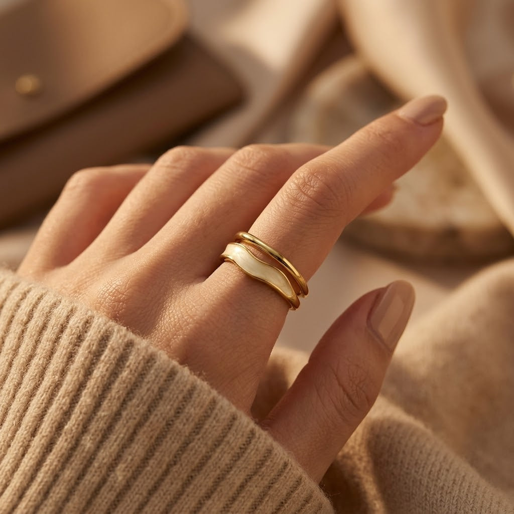 Skulpturel Indhyllet Ring i Guld