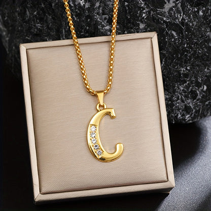 Krystal Accent Initial Halskæde | Guld