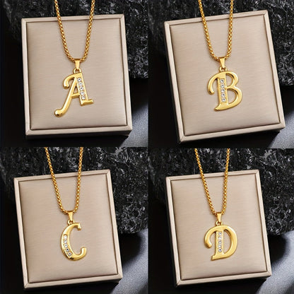 Krystal Accent Initial Halskæde | Guld