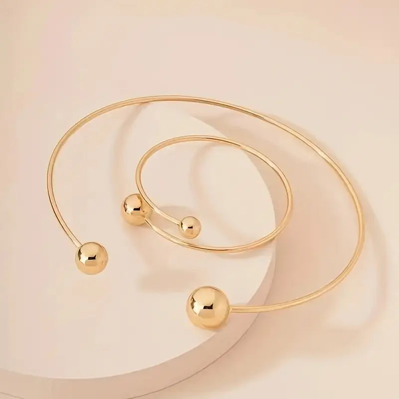 Minimalistisk Sæt af Halskæde og Armbånd Glow | Guld