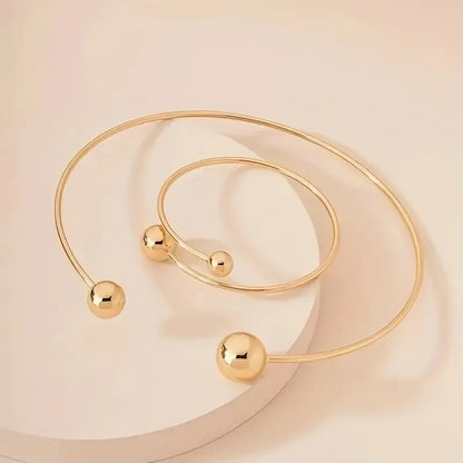 Minimalistisk Sæt af Halskæde og Armbånd Glow | Guld