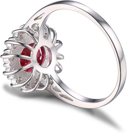 Klassisk Rubin Halo Ring | Hvidguld
