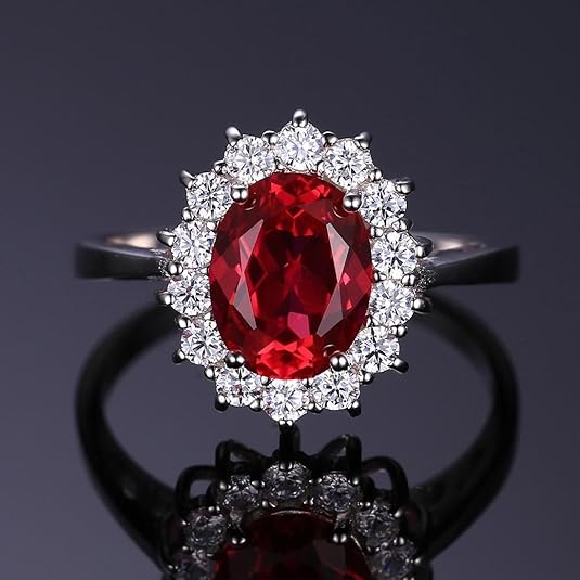 Klassisk Rubin Halo Ring | Hvidguld