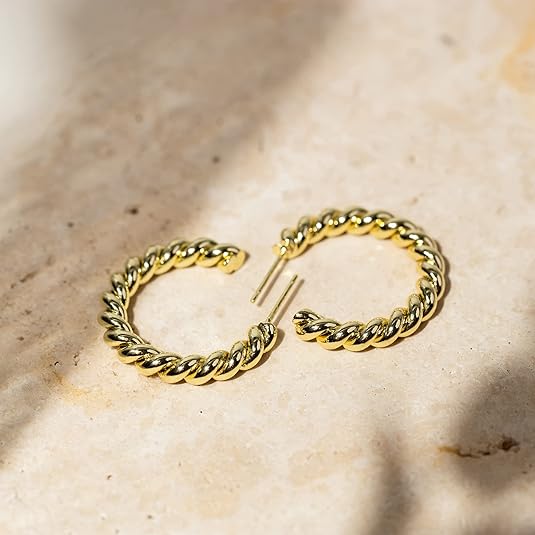 Twisted Hoop Øreringe i Snor | Guld