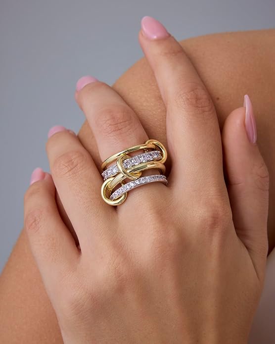Sammenflettede Staple Ringe | Guld