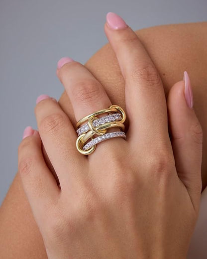 Sammenflettede Staple Ringe | Guld