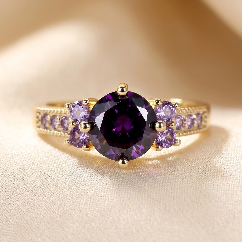 Amethyst Accent Ring i Guld