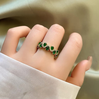 Calira Åben Ring med Glitrende Smaragd | Guld