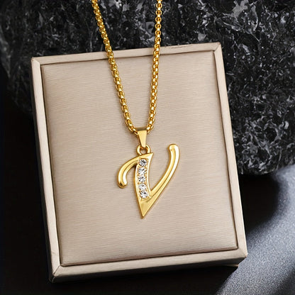 Krystal Accent Initial Halskæde | Guld
