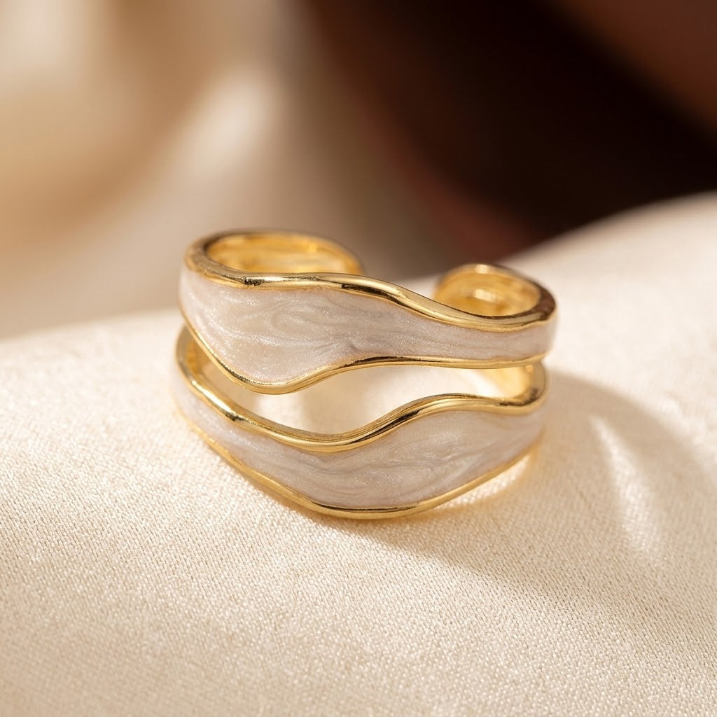 Sculptural Armring i Sølv og Guld