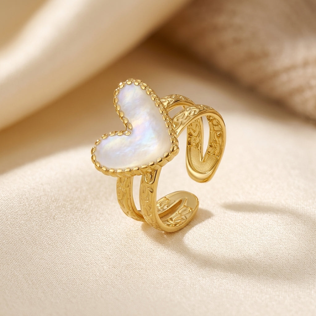 Hjerte Motiv Ring i Guld