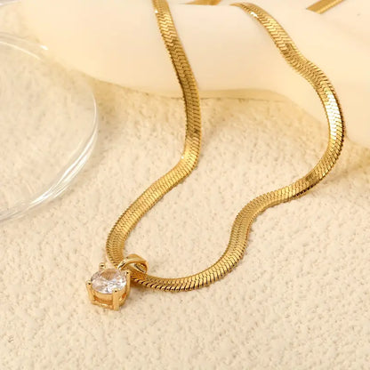 Elegant Rhinestone Pendant Necklace | Guld