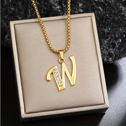 Krystal Accent Initial Halskæde | Guld