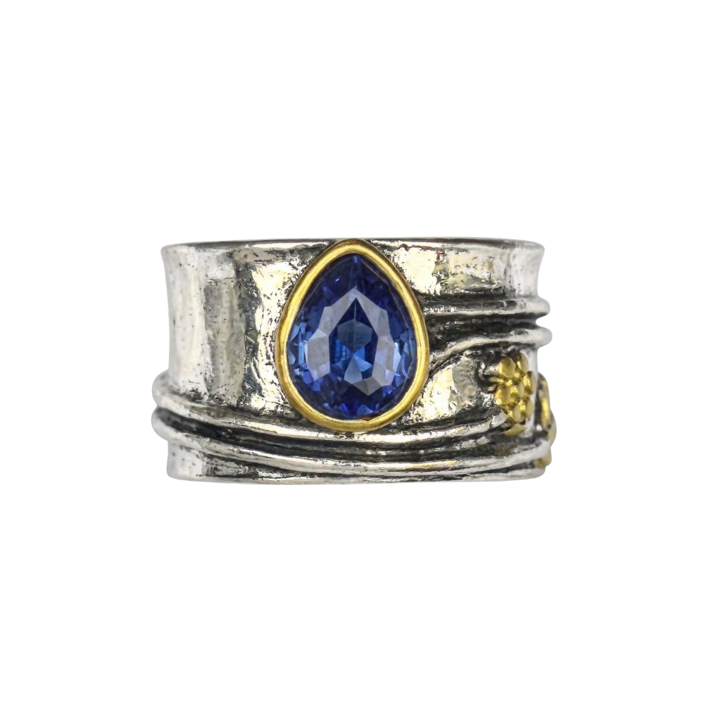 Bohemian Sten Meditation Ring | Hvidguld