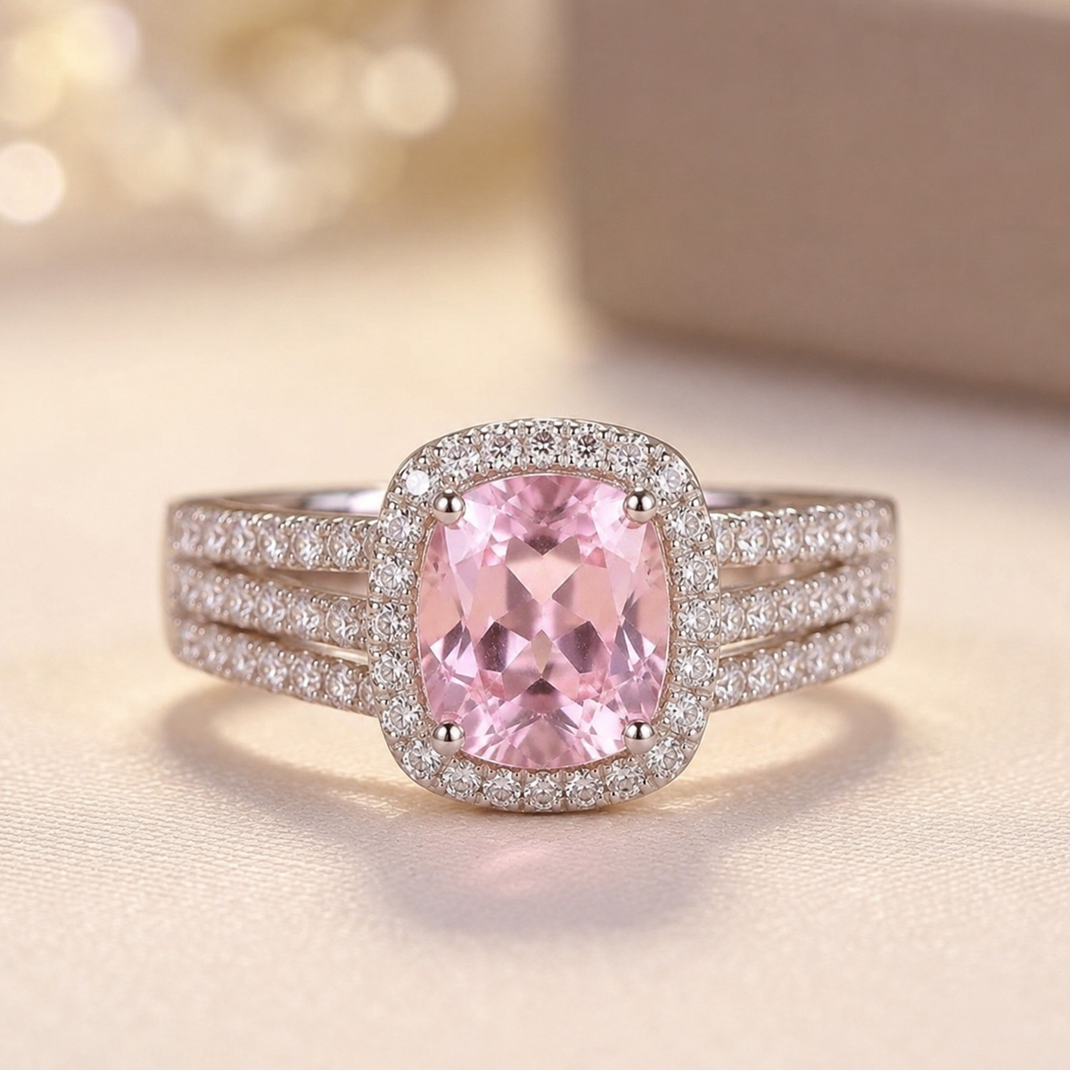Halo Ring af Amethyst i Guld