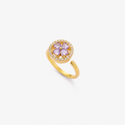 Sapphire Blomsterring i Guld