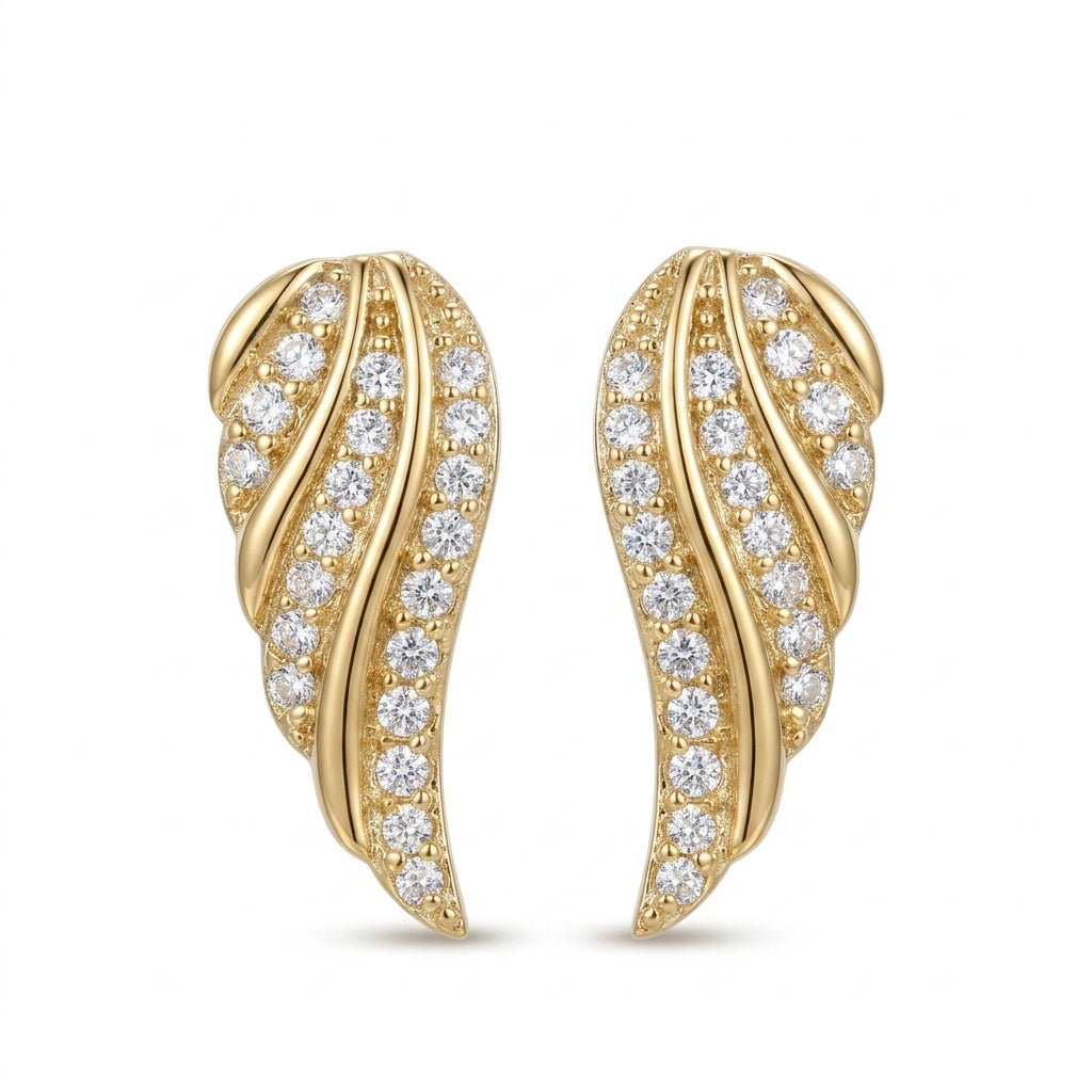 Aretes Pavé de Hoja Moderna | Guld