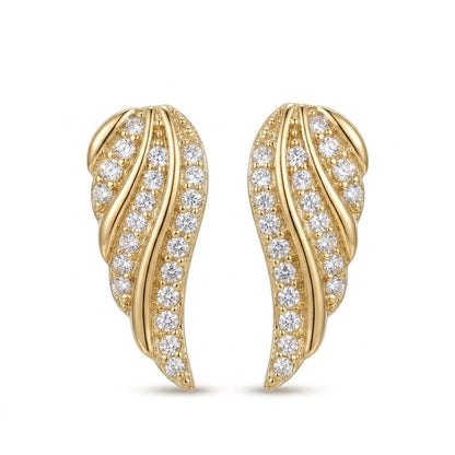 Aretes Pavé de Hoja Moderna | Guld