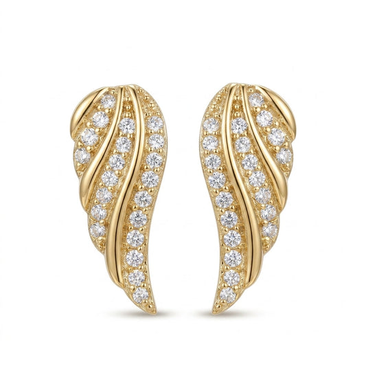 Aretes Pavé de Hoja Moderna | Guld
