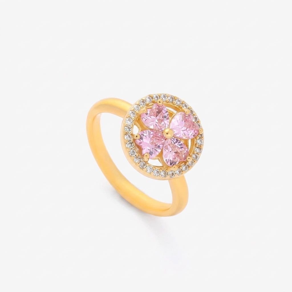 Roterende Hjerteblomster Ring | Guld