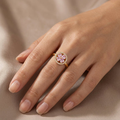 Roterende Hjerteblomster Ring | Guld