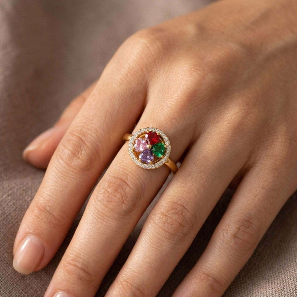 Rotationsring med Hjerter Colorwave | Guld